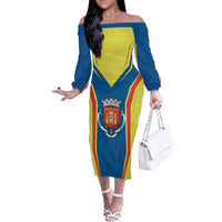 Personalized Braganca Portugal Off The Shoulder Long Sleeve Dress Sporty Style - Wonder Print Shop