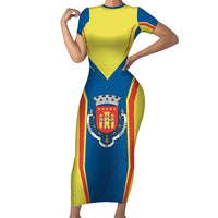 Personalized Braganca Portugal Short Sleeve Bodycon Dress Sporty Style - Wonder Print Shop