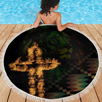 Happy Meskel Celebration Beach Blanket Cross Fire And Lion Flag Color - Wonder Print Shop