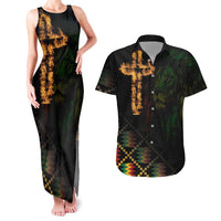 Happy Meskel Celebration Couples Matching Tank Maxi Dress and Hawaiian Shirt Cross Fire And Lion Flag Color - Wonder Print Shop