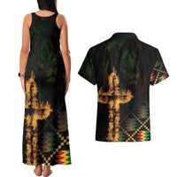 Happy Meskel Celebration Couples Matching Tank Maxi Dress and Hawaiian Shirt Cross Fire And Lion Flag Color - Wonder Print Shop