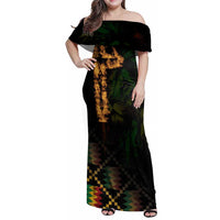Happy Meskel Celebration Family Matching Off Shoulder Maxi Dress and Hawaiian Shirt Cross Fire And Lion Flag Color - Wonder Print Shop