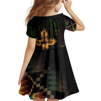 Happy Meskel Celebration Family Matching Short Sleeve Bodycon Dress and Hawaiian Shirt Cross Fire And Lion Flag Color - Wonder Print Shop