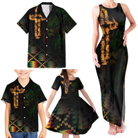 Happy Meskel Celebration Family Matching Tank Maxi Dress and Hawaiian Shirt Cross Fire And Lion Flag Color - Wonder Print Shop