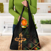 Happy Meskel Celebration Grocery Bag Cross Fire And Lion Flag Color