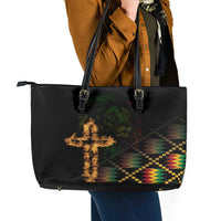 Happy Meskel Celebration Leather Tote Bag Cross Fire And Lion Flag Color - Wonder Print Shop