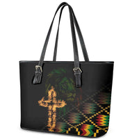 Happy Meskel Celebration Leather Tote Bag Cross Fire And Lion Flag Color - Wonder Print Shop