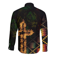 Happy Meskel Celebration Long Sleeve Button Shirt Cross Fire And Lion Flag Color - Wonder Print Shop