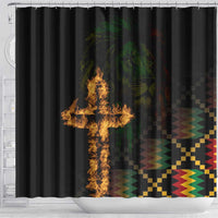 Happy Meskel Celebration Shower Curtain Cross Fire And Lion Flag Color