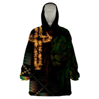 Happy Meskel Celebration Wearable Blanket Hoodie Cross Fire And Lion Flag Color - Wonder Print Shop