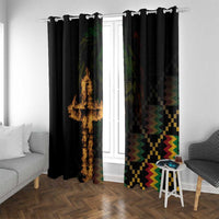 Happy Meskel Celebration Window Curtain Cross Fire And Lion Flag Color - Wonder Print Shop