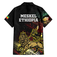 Meskel Ethiopia Family Matching Summer Maxi Dress and Hawaiian Shirt Lion Of Judah With Grunge Patterns - Wonder Print Shop