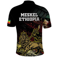 Meskel Ethiopia Polo Shirt Lion Of Judah With Grunge Patterns - Wonder Print Shop