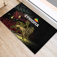 Meskel Ethiopia Rubber Doormat Lion Of Judah With Grunge Patterns - Wonder Print Shop