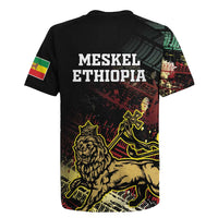 Meskel Ethiopia Rugby Jersey Lion Of Judah With Grunge Patterns - Wonder Print Shop