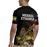 Meskel Ethiopia Rugby Jersey Lion Of Judah With Grunge Patterns - Wonder Print Shop