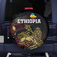 Meskel Ethiopia Spare Tire Cover Lion Of Judah With Grunge Patterns - Wonder Print Shop