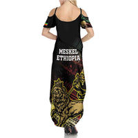 Meskel Ethiopia Summer Maxi Dress Lion Of Judah With Grunge Patterns - Wonder Print Shop
