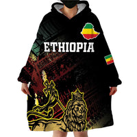 Meskel Ethiopia Wearable Blanket Hoodie Lion Of Judah With Grunge Patterns - Wonder Print Shop