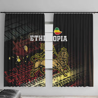 Meskel Ethiopia Window Curtain Lion Of Judah With Grunge Patterns - Wonder Print Shop