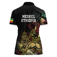 Meskel Ethiopia Women Polo Shirt Lion Of Judah With Grunge Patterns - Wonder Print Shop