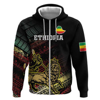 Meskel Ethiopia Zip Hoodie Lion Of Judah With Grunge Patterns - Wonder Print Shop