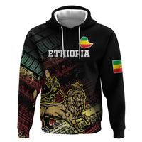 Meskel Ethiopia Zip Hoodie Lion Of Judah With Grunge Patterns - Wonder Print Shop