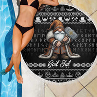 Viking Gnome Christmas Beach Blanket Nordic Xmas Spirit Pattern - Wonder Print Shop