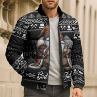 Viking Gnome Christmas Bomber Puffer Jacket Nordic Xmas Spirit Pattern - Wonder Print Shop