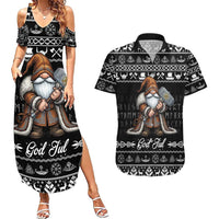 Viking Gnome Christmas Couples Matching Summer Maxi Dress and Hawaiian Shirt Nordic Xmas Spirit Pattern - Wonder Print Shop