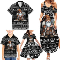 Viking Gnome Christmas Family Matching Summer Maxi Dress and Hawaiian Shirt Nordic Xmas Spirit Pattern - Wonder Print Shop