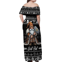 Viking Gnome Christmas Off Shoulder Maxi Dress Nordic Xmas Spirit Pattern - Wonder Print Shop