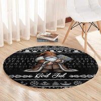 Viking Gnome Christmas Round Carpet Nordic Xmas Spirit Pattern - Wonder Print Shop