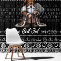 Viking Gnome Christmas Window Curtain Nordic Xmas Spirit Pattern - Wonder Print Shop