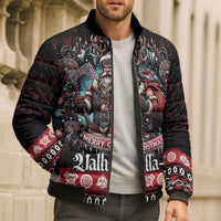 Viking Santa Christmas Bomber Puffer Jacket Valhalla-la Nordic Xmas Spirit - Wonder Print Shop