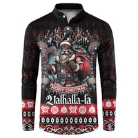 Viking Santa Christmas Button Sweatshirt Valhalla-la Nordic Xmas Spirit - Wonder Print Shop