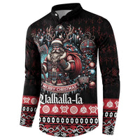 Viking Santa Christmas Button Sweatshirt Valhalla-la Nordic Xmas Spirit - Wonder Print Shop