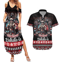 Viking Santa Christmas Couples Matching Summer Maxi Dress and Hawaiian Shirt Valhalla-la Nordic Xmas Spirit - Wonder Print Shop