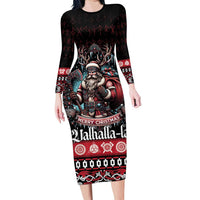 Viking Santa Christmas Family Matching Long Sleeve Bodycon Dress and Hawaiian Shirt Valhalla-la Nordic Xmas Spirit - Wonder Print Shop