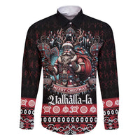 Viking Santa Christmas Family Matching Short Sleeve Bodycon Dress and Hawaiian Shirt Valhalla-la Nordic Xmas Spirit - Wonder Print Shop