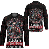 Viking Santa Christmas Hockey Jersey Valhalla-la Nordic Xmas Spirit - Wonder Print Shop