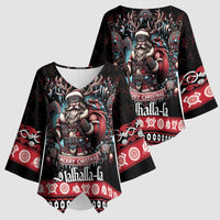 Viking Santa Christmas Kimono Sleeve Blouse Valhalla-la Nordic Xmas Spirit - Wonder Print Shop