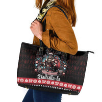 Viking Santa Christmas Leather Tote Bag Valhalla-la Nordic Xmas Spirit - Wonder Print Shop