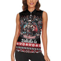 Viking Santa Christmas Women Sleeveless Polo Shirt Valhalla-la Nordic Xmas Spirit - Wonder Print Shop