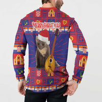 Croatia Christmas Button Sweatshirt Kuna Zlatica Merry Xmas - Wonder Print Shop