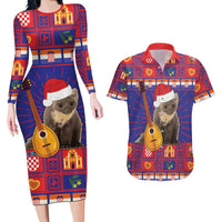 Croatia Christmas Couples Matching Long Sleeve Bodycon Dress and Hawaiian Shirt Kuna Zlatica Merry Xmas - Wonder Print Shop