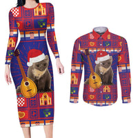Croatia Christmas Couples Matching Long Sleeve Bodycon Dress and Long Sleeve Button Shirt Kuna Zlatica Merry Xmas - Wonder Print Shop