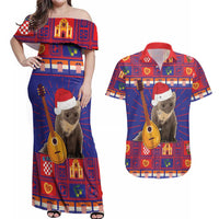 Croatia Christmas Couples Matching Off Shoulder Maxi Dress and Hawaiian Shirt Kuna Zlatica Merry Xmas - Wonder Print Shop