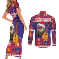 Croatia Christmas Couples Matching Short Sleeve Bodycon Dress and Long Sleeve Button Shirt Kuna Zlatica Merry Xmas - Wonder Print Shop