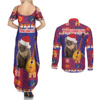Croatia Christmas Couples Matching Summer Maxi Dress and Long Sleeve Button Shirt Kuna Zlatica Merry Xmas - Wonder Print Shop